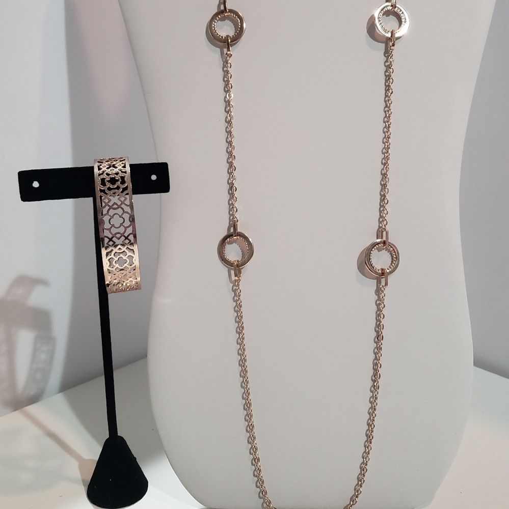 BRAND NEW Charming Charlie Rose Gold Necklace & Cuff